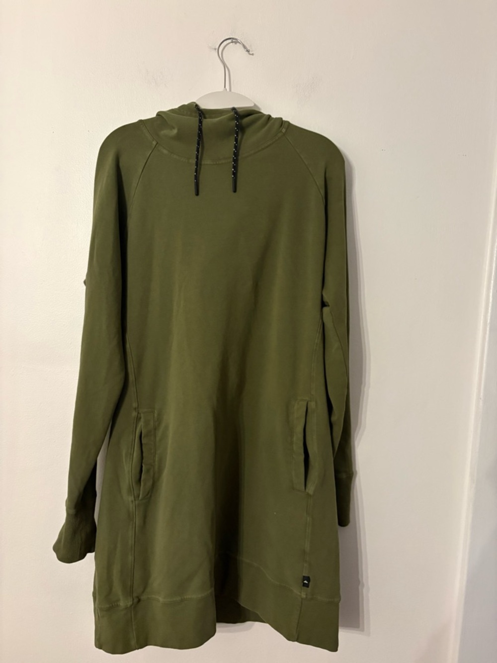 American Giant Olive Green Hooded Pullover Dress with Pockets